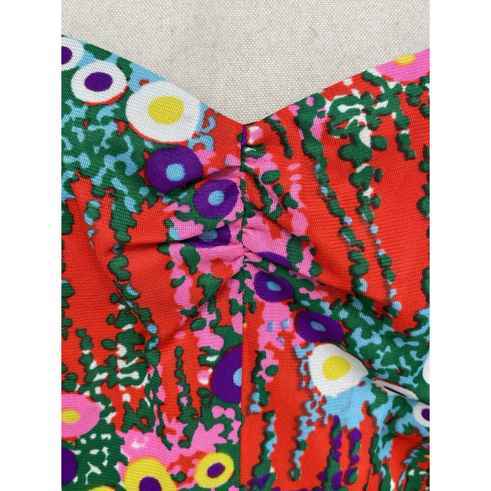 Vintage Flower Power Mini Dress Retro Floral Psychedelic Handmade 60s Size Small - Picture 5 of 14